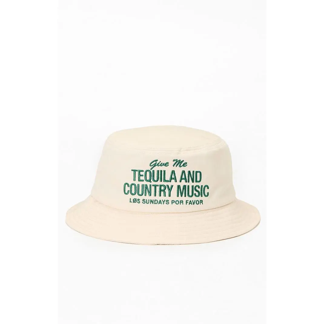 Los Sundays Men's Off White Tequila and Country Music Bucket Hat