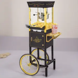 Vintage Professional Popcorn Cart - NEW 8-Ounce Kettle - 53 Inches Tall - Black