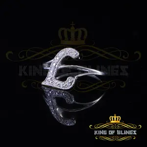 King Of Bling'sCubic Zirconia 0.10ct Alphabet L Women's And White Silver Ring Size 7