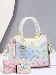 Women's Elegant Leaf Embossed Pu Leather Handbag & Wallet & Purse, Fashionable Durable Large Capacity Tote Bag Set for Daily Use