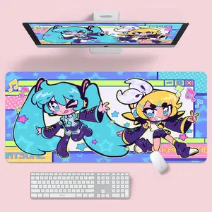 Hatsune Miku Mouse Pad, Kawaii Chibi Anime Desk Mat, XXL Aesthetic Vocaloid Gaming Desk Mat, Cute Cartoon Desk Pad, Gift for Otaku