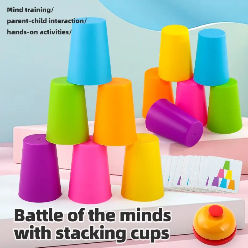 Color Sorting Cognitive Training Stack Cup Game, Family Fun Game, Educational Puzzle Toy for Kids, Competitive Institutional Prop, Reward Punishment Game, Stacking Game, Stacking Cups