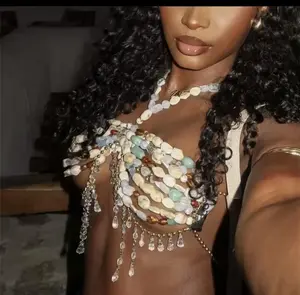 Womenswear Beaded Hollow Tassel Top - Stylish Beach Island Travel Body Wear with Unique Hollow Design and Versatile Use - Aesthetic casual bodysuit tank tops