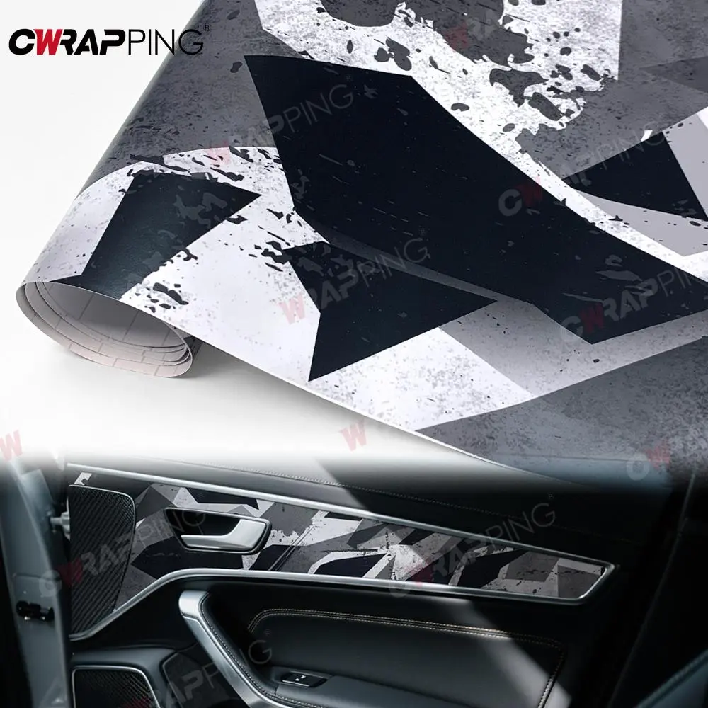 Automotive Wrapping Vinyl Geometry Side Car Adhesive Vinyl Wrap for Car Wrap Full Body Camouflage Ink Splash Self-adhesive Film