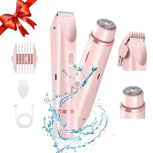 Women's Electric Trimmer, Rechargeable 2 in 1 Body and Facial Epilator, Wet and Dry Personal Hair Removal Tool, Multifunctional Hair Shaver, Cordless Body Shaver