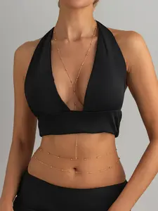 Boho Vintage Copper Beaded Necklace Set, Elegant Metal Waist Chain, Casual Simple Street Style, Wedding Vacation Party Gift