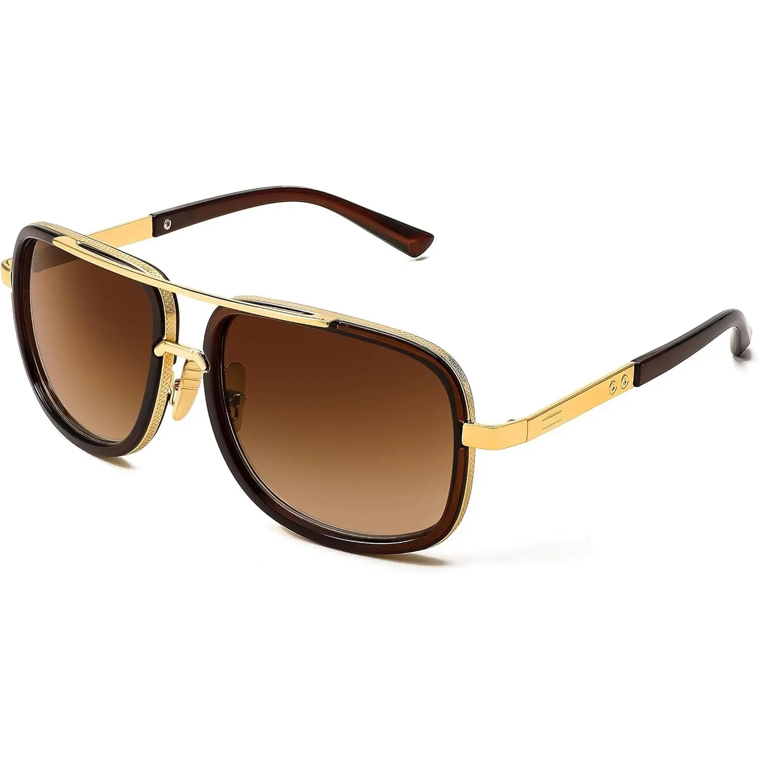 EyeconicFinds Retro Trendy Aviator Sunglasses Women Men Classic Vintage Square Sunglasses 70s Large Metal Shades B2321