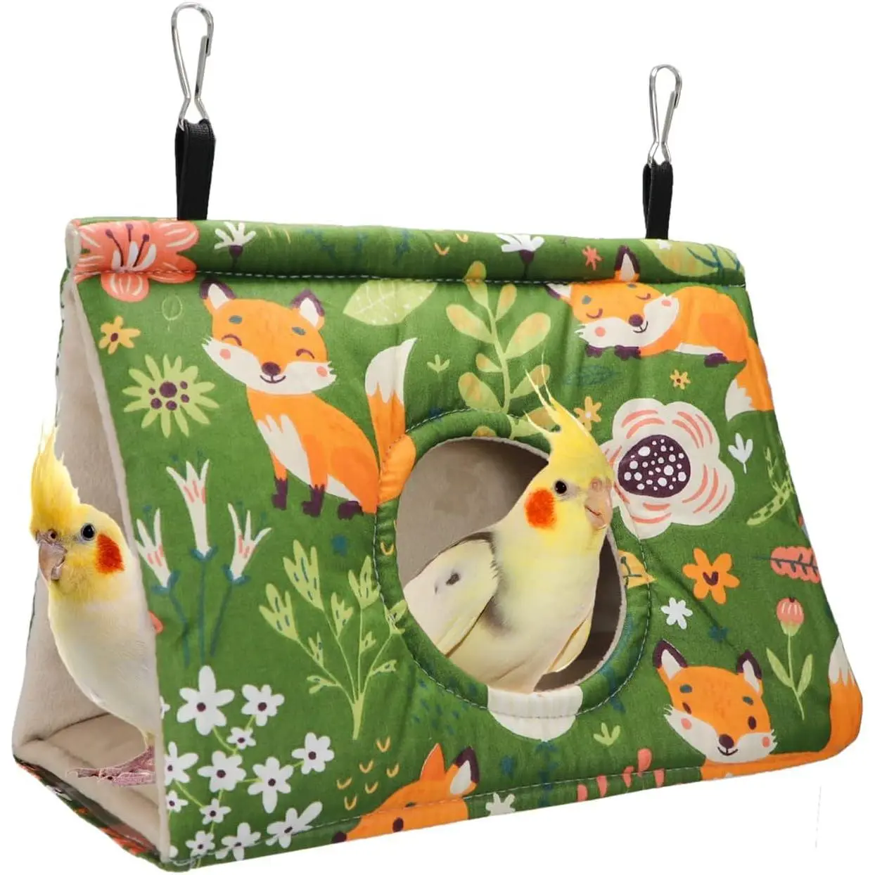 Bird Nest House Winter Warm Snuggle Hut Bird Bed Hanging Hammock for Parakeets Caique Senegal Quaker Parrots Cockatiels Conures (Medium, Green)