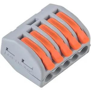 50pcs Lever Wire Connectors 5 Conductor Compact Electric Wire Splicing Connectors for Wiring 28-11 AWG