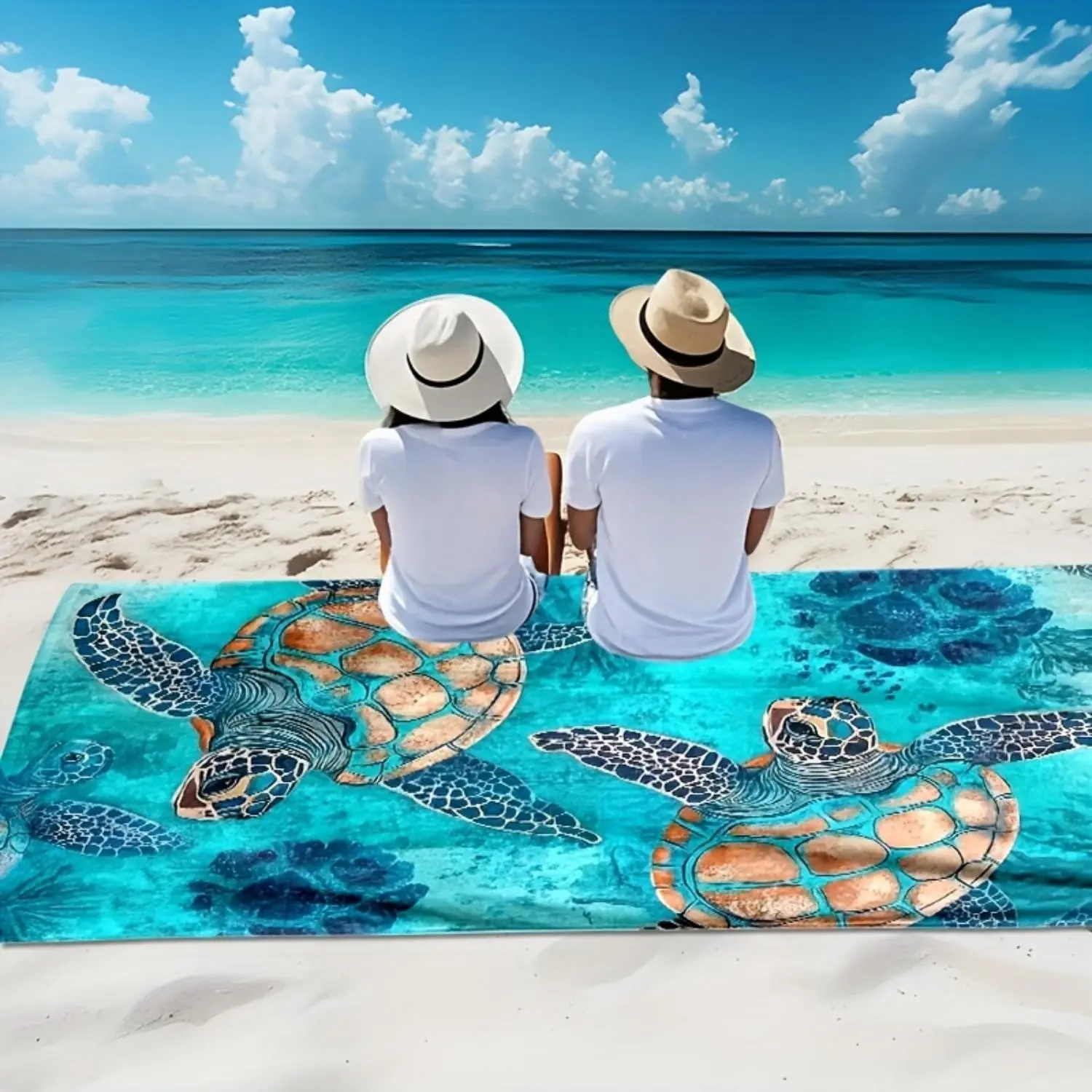 Extra Large Beach Towel Featuring Vibrant Sea Turtle Ocean Print Ultra Soft Quick Dry Microfiber Multipurpose for Yoga Swimming Fitness and Camps