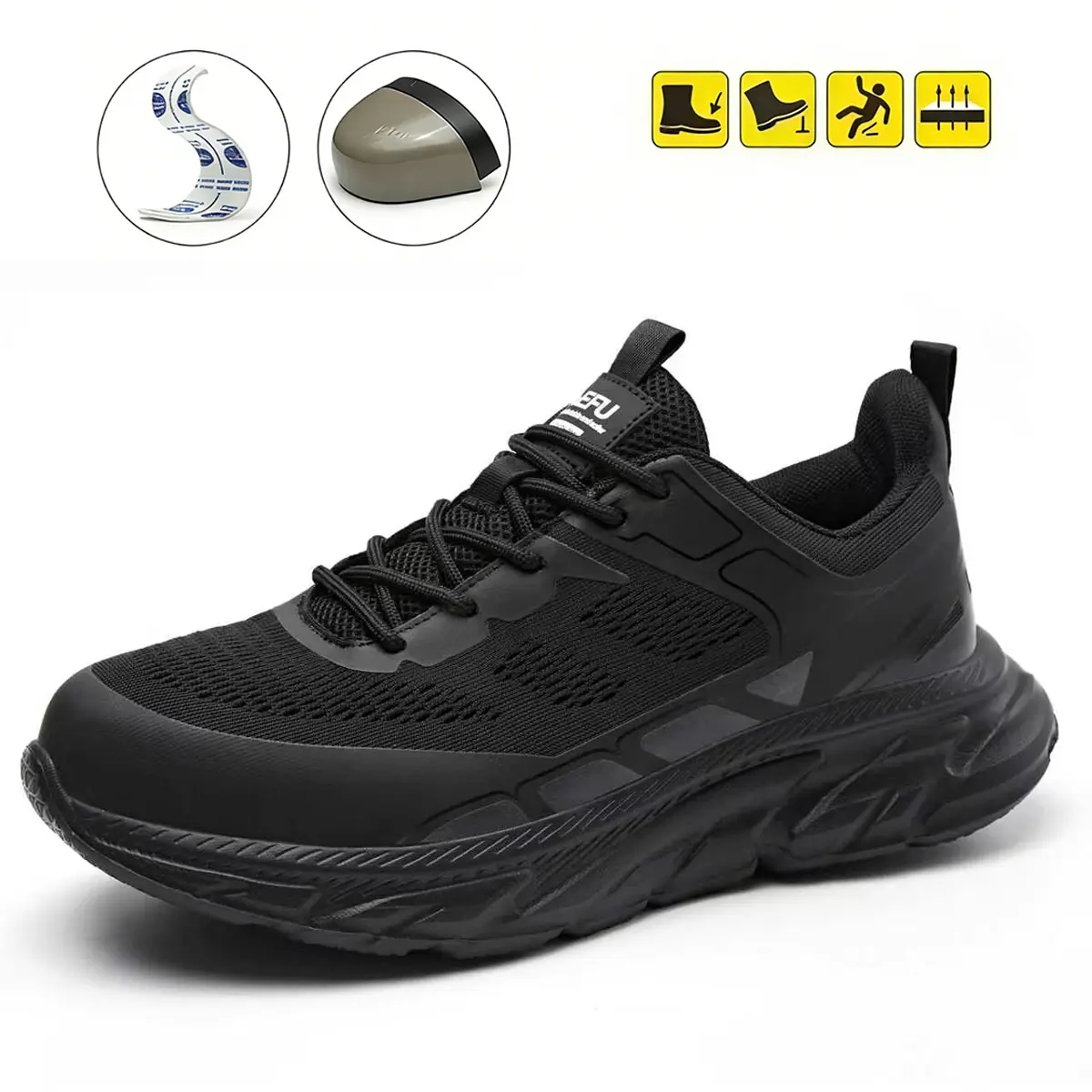 Men's & Women's Lightweight Breathable Steel Toe Work Shoes Low-Cut Safety Sneakers with EVA Model, Soft Comfort, Anti-Smash Puncture Resistance, Shock Absorption, Anti-Skid for Industrial Jobs, Work & Safety Footwear, Shock Absorbing Work