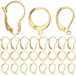 30pcs 3 Styles Stainless Steel Lever Back Earring Hooks Hypoallergenic French Earwire Hooks with Loop for DIY Dangle Earring Jewelry Making Supplies, Golden