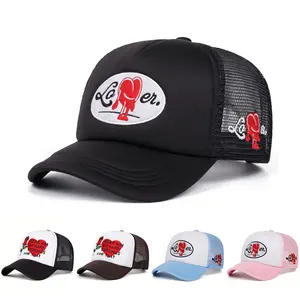 Adults' Acrylic Embroidered Pattern Mesh Baseball Cap, 55-62cm Adjustable Casual Hat for Spring Autumn Commute & Beach Activities