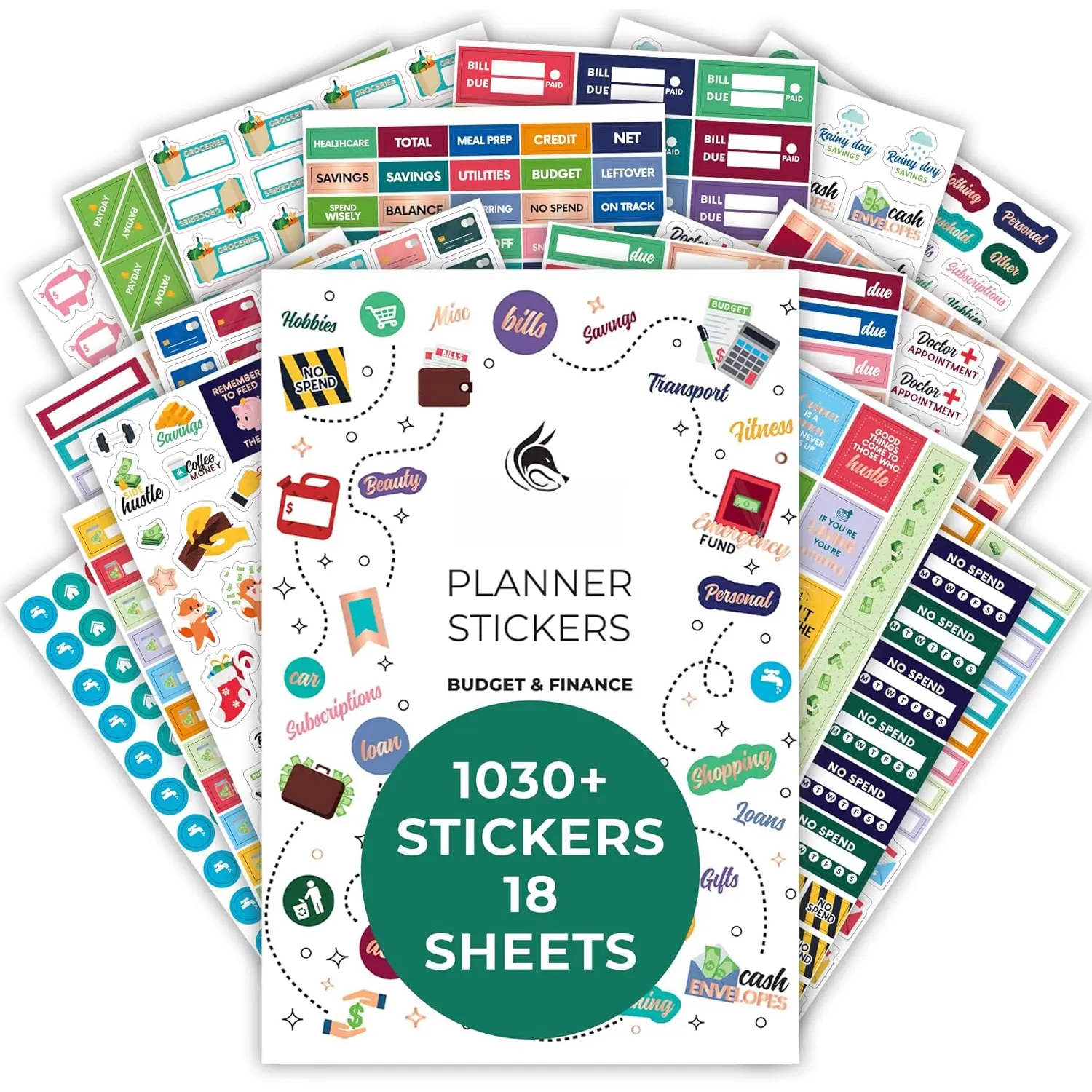 Budget Stickers by  - 18 Sheets Set of 1030+  Budget Planner Stickers for Your Monthly, Weekly & Daily Planner, Budget Planner, Calendar or Journal, Budget Sticker Book (Budget Pack)