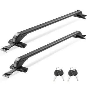 fathersdaygift VEVOR Roof Rack Cross Bars, Universal Fit for Naked Roofs Without Raised Rails/Flush Rail/Black Moldings, 165 LBS Capacity, Lockable Heavy Duty Aluminum Crossbar Racks Roof Rail Rooftop Luggage Canoe