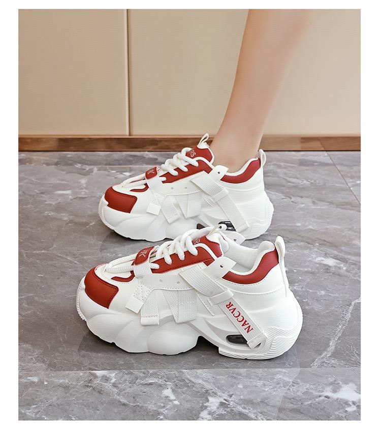 2025 Spring Thick-Soled Height-Increasing Dad's Shoes for Women, Unique Design, Versatile Sports Casual Sneakers Beige Black