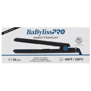 BaBylissPRO Nano Titanium Digital Flat Iron 1" - Black & Blue Limited Edition