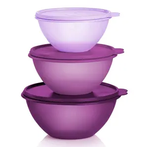 Purple Wonder Bowl Set - Stackable Plastic Bowls with Lids for Kitchen Storage and Serving