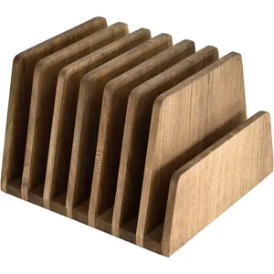 Wooden Desk Mail Organizer 7-Slot File Holder and Letter Sorter Wood Document Holder for Mail Folders Bills Papers Home Office Classroom Countertop No Assembly Brown