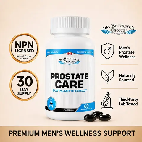 Dr. Bethune’s Choice Prostate Care for Men, Saw Palmetto Supplement with Pumpkin Seed Oil, Lycopene, Vitamin D3 & Zinc, Daily Prostate & Urinary Wellness Support - 60 Capsules