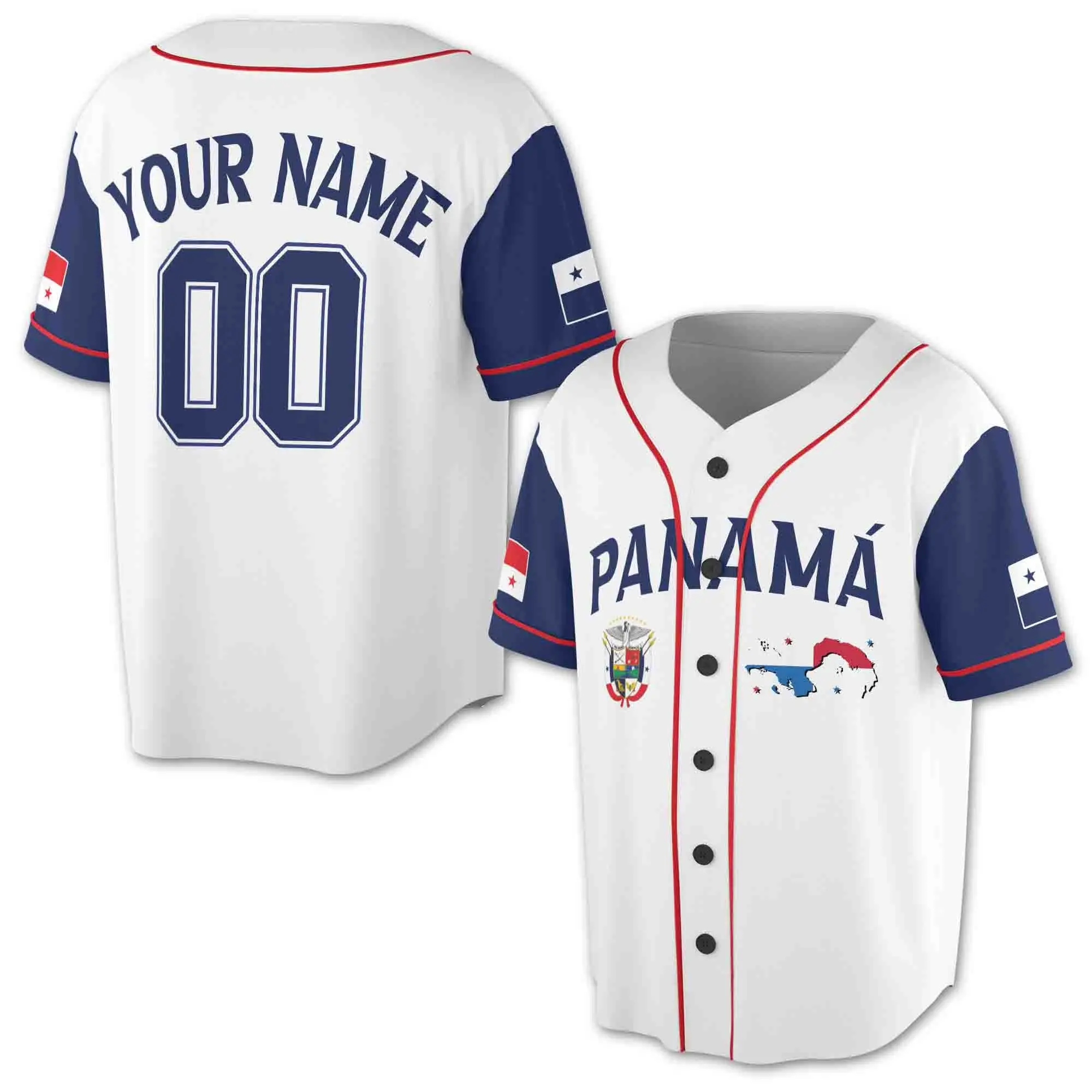 Custom Panama Baseball Jersey  | Personalized Name & Number Button Up Shirt | Trendy Panamá Pride Country Map Aesthetic Streetwear