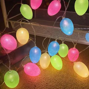 Easter Lights Decorations,Easter Eggs Lights String with Timer,10 Ft 20 Led Easter Eggs Colorful String Lights Battery Operated Fairy Lights Garland Easter Decoration Indoor Home Tree Easter Hunt