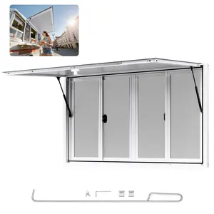 Summervibes VEVOR Concession Window 60x36 in, Aluminum Alloy Service Window for Food Truck, Up to 85 Degrees Stand Serving Window with 4 Sliding Windows, Awning Door, and Drag Hook, for Concession Trailers