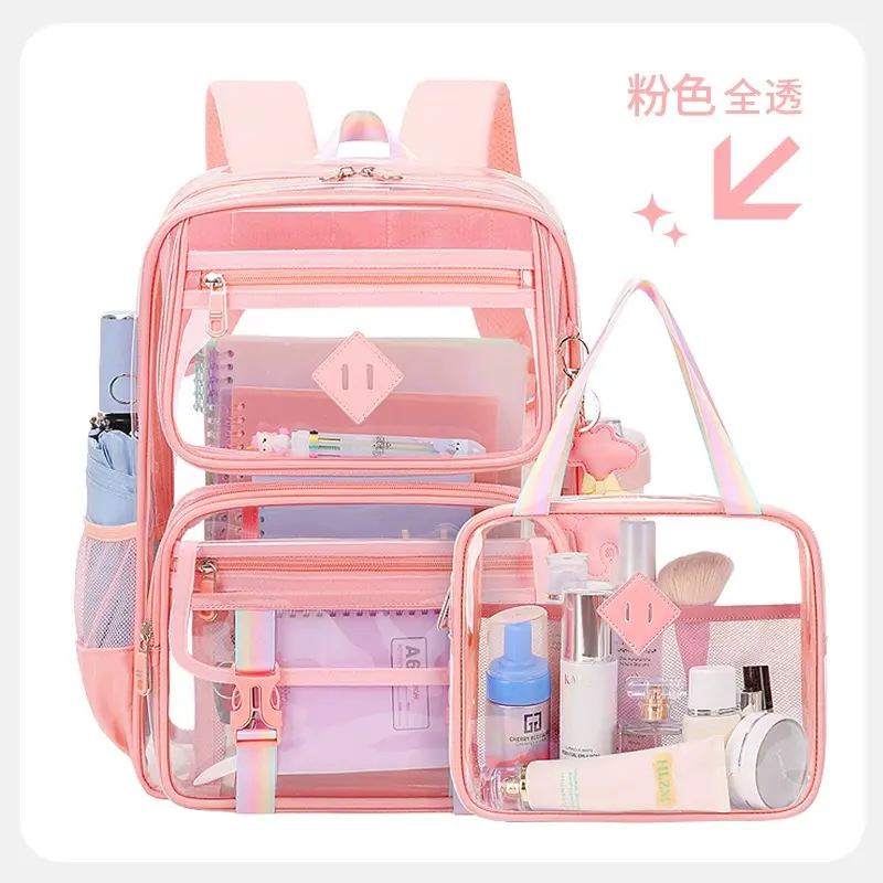 Transparent pink+meal bag