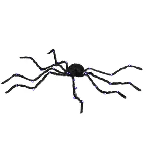 Purple Glowing Spider Decoration for Halloween Trick or Treat Scare Easy Setup Place Anywhere without Outlet for Front Door Balcony Garage Window Overhang