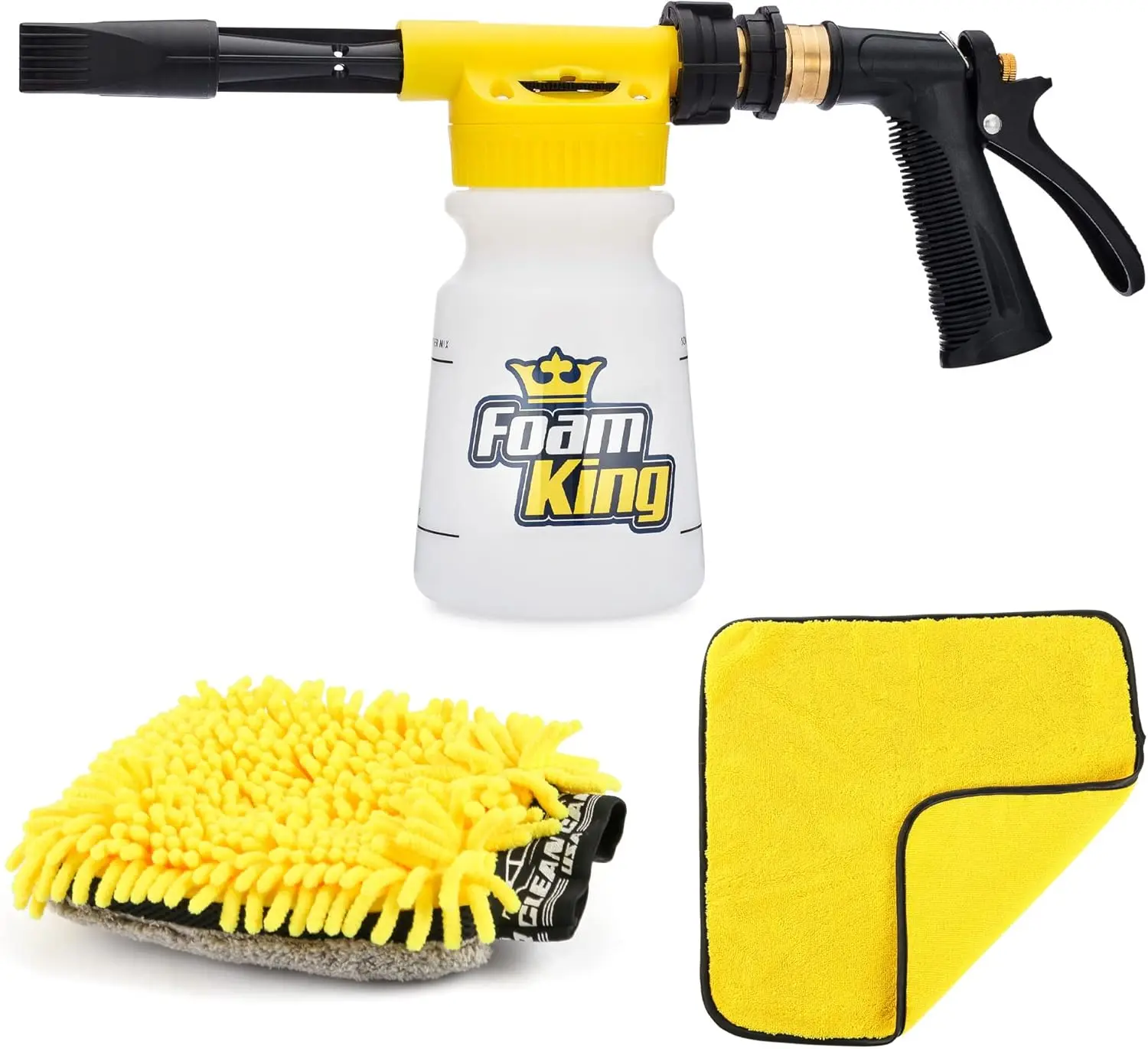 Car Wash Foam Gun & Microfiber Mitt, Garden Hose Attachment for Scratch-Free Cleaning, Snow Foam Cannon Soap Sprayer, Auto Detailing Kit for Cars, Trucks & More