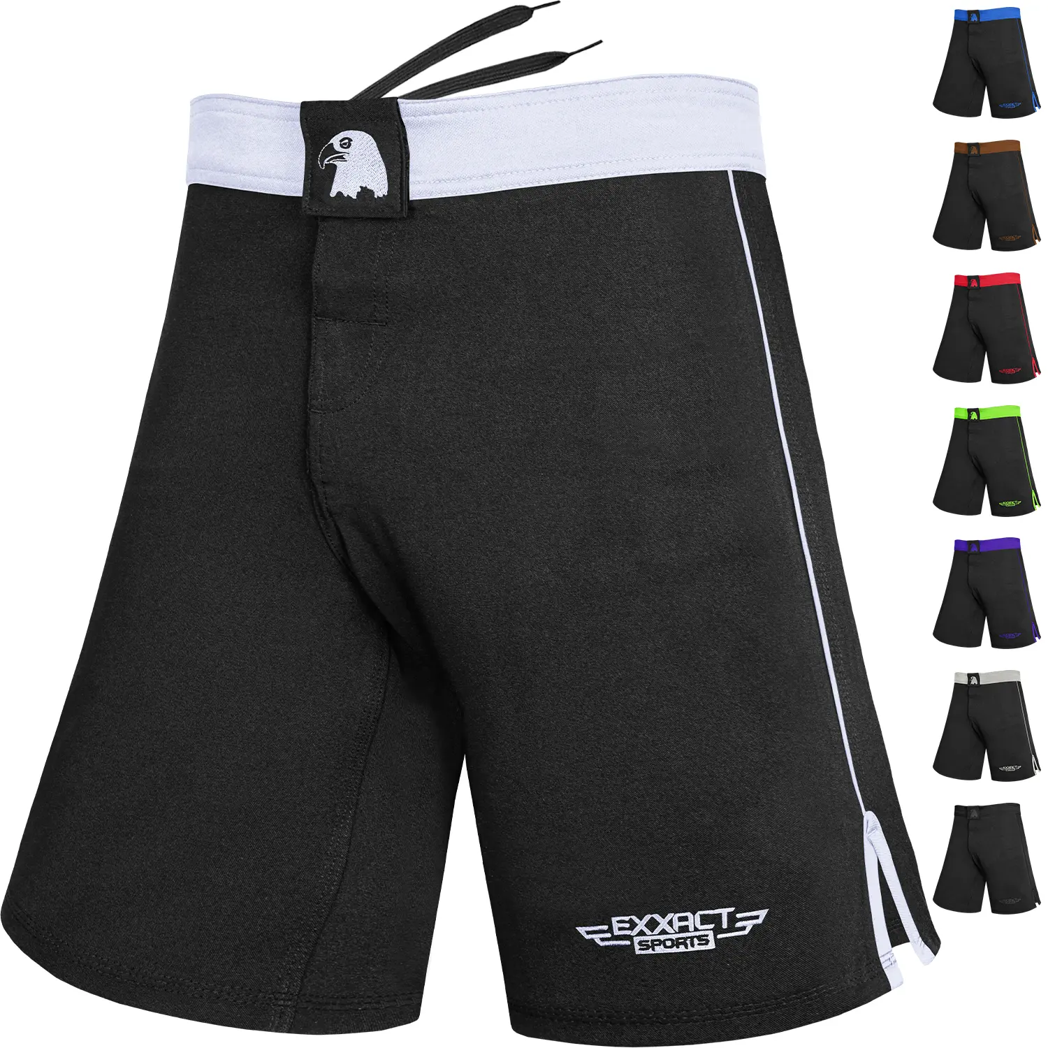 Exxact Sports MMA Shorts, IBJJF Ranked No Gi BJJ Jiu Jitsu Shorts for Men, Boxing, Cross Training & Grappling Shorts (White)