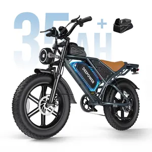【Deepower 】Electric  Bike  | Peak Power 1500W  |  30MPH Top Speed |  48V 35AH Removable Battery |  120 Miles Range |  Full Suspension | 20" Fat Tires for All-Terrain |  LED Headlights |  UL Certified| FAT Tire|LED Headlights|Easy to Maneuver for Daily Use