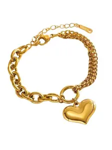 Heart Pendant Necklace Luxury Unique Women High-End No Fade Bracelet, Elegant Jewelry Set for Special Occasions