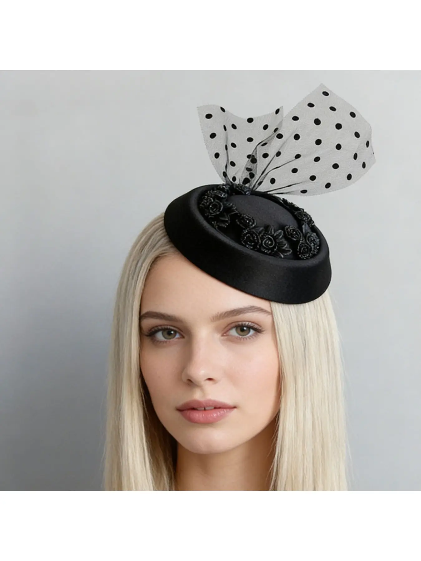 European-style Court Horse Racing Small Fascinator Veil Hair Accessory Runway Hat Halloween Headpiece