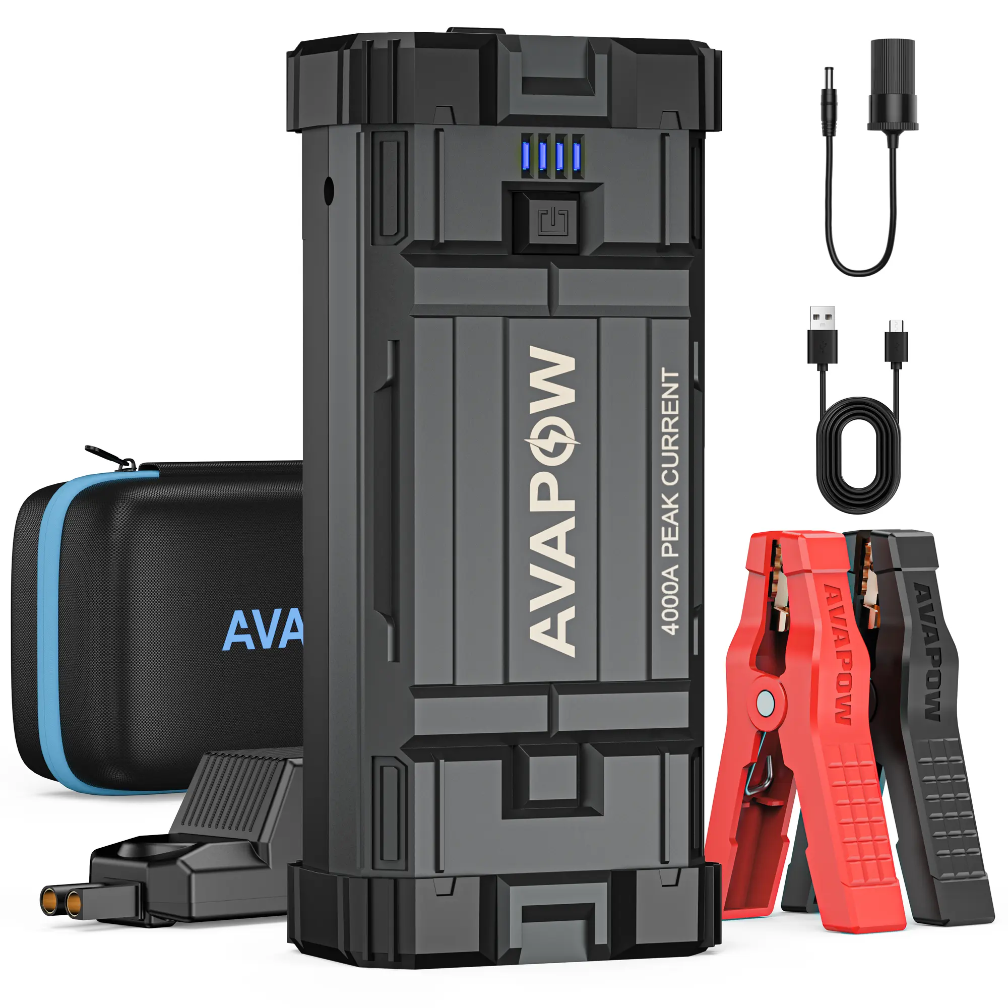 AVAPOW Car Jump Starter, 4000A Peak 27800mAh Battery Jump Starter (for All Gas or up to 10L Diesel), Battery Booster Power Pack, 12V Jump Box with LED Light, USB Quick Charge 3.0