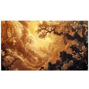 Large Size 5D Diamond Painting Kits for Beginners, Golden Cherry Blossom Landscape Diamond Art Kits for Adults, DIY Full Round Drill Paint by Diamonds Dot Gem Art for Adults, Home Wall Decor