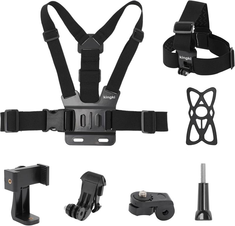 Mobile Phone Chest Mount Harness Strap Holder for Samsung iPhone Plus - Secure Clip for Action Camera POV - Adjustable & Durable for Sports & Hiking