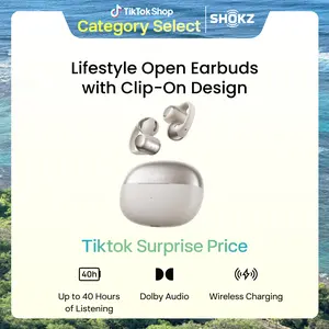 SHOKZ OpenDots ONE - Open-Ear Headphones - Wireless Bluetooth Earbuds with Microphone - Premium Dolby Audio - Water Resistant - Fast Charging - Up to 40 hrs Playtime