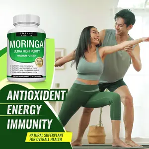 Toplux High Potency Moringa Capsules 1200mg, Pure Organic Moringa Leaf Extract Green Superfood, Rich in Antioxidants, Supports Natural Energy & Immune Health, Vegan Non-GMO Dietary Supplement, 90 Count Dietary Edible Fitness