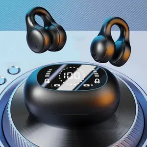 New Mirror-Style Digital Display Soft Silicone Ear Clip Wireless Bluetooth Headphones with Noise Reduction, High-Definition, and Lossless for Sports