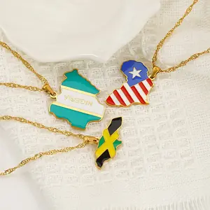 World Map, Territory Necklace Of Each Country, National Pride Map Necklace, Men'S And Women'S Accessories