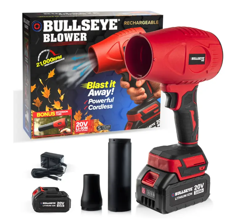 Rechargeable Cordless Leaf Dust Air Blaster 21,000 RPM with 20V Battery and Charger