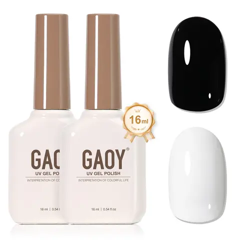 GAOY White & Black Gel Nail Polish,16ml Soak‑Off UV Cure for French Tips At‑Home DIY Nail Art