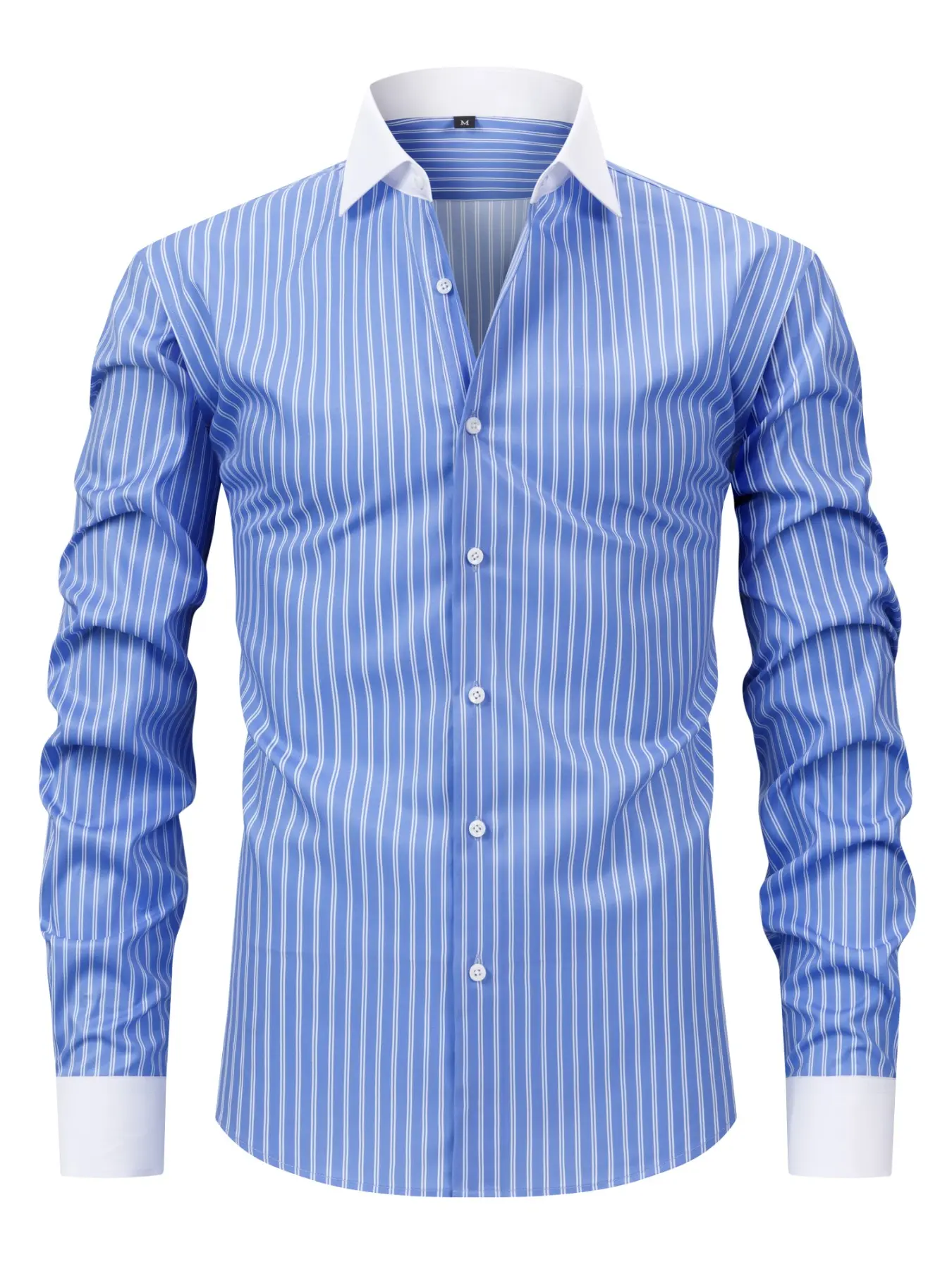 Men's Striped Classic Loose Long Sleeve Shirt Tops, Iron-Free Wrinkle-Resistant Business Casual Shirt, Perfect for Office, Daily Wear, Father's Day Gift