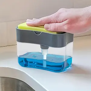 1pc Stylish Metallic Color Kitchen Dish Soap Dispenser and Sponge Rack, with a Leak-proof Pump Head, a Complete Sink Organization Solution for Commercial Cleaning