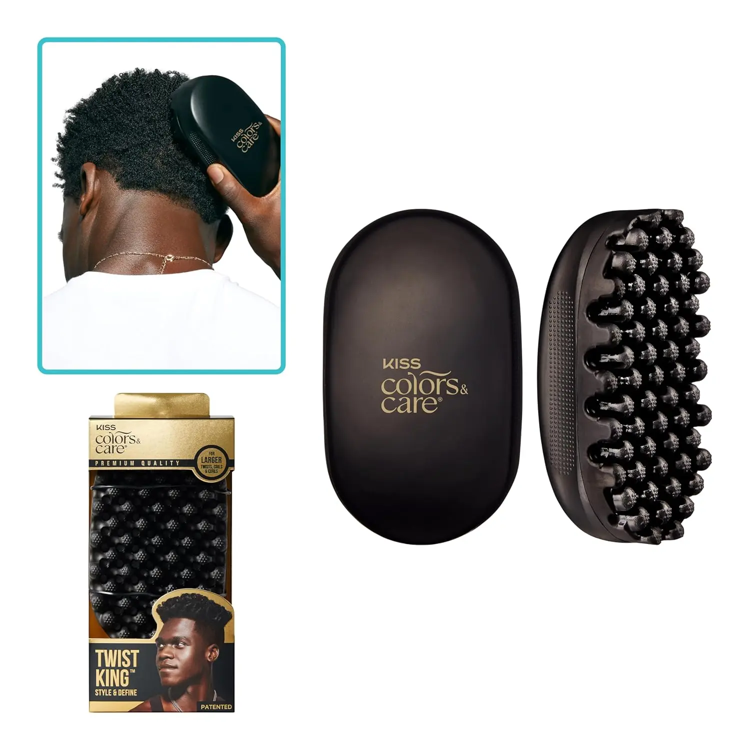KISS Colors & Care Twist King - Premium Twist Tool, Long-Lasting Durable, 2X Longevity, Defines Twists, Professional Quality, Quick & Easy Styling, Washable, Black, 0.53 pounds (KTWS04)