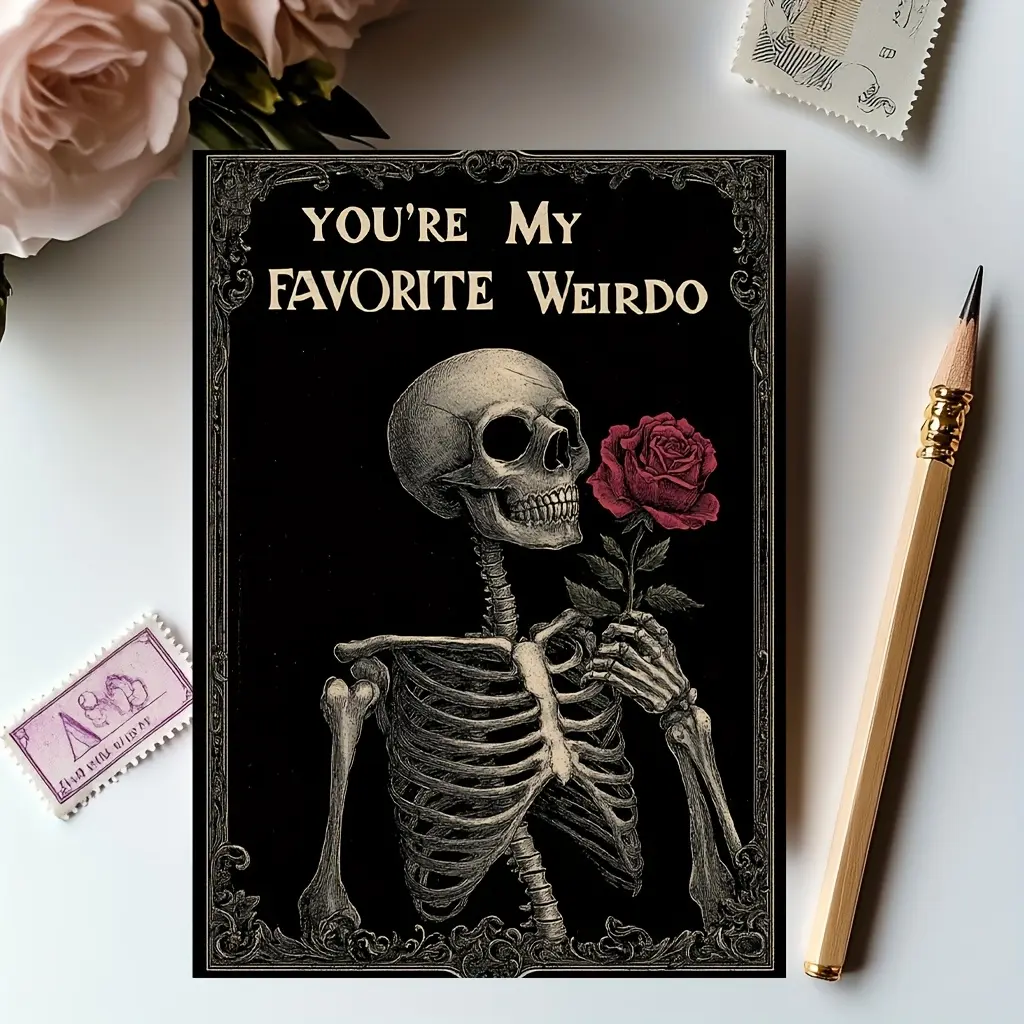 1PC Unique Gothic Love Card Set, Perfect Gift for Weddings, Birthdays & More, Ideal for Gothic & Horror Fans, Romantic Anniversary Present, Halloween