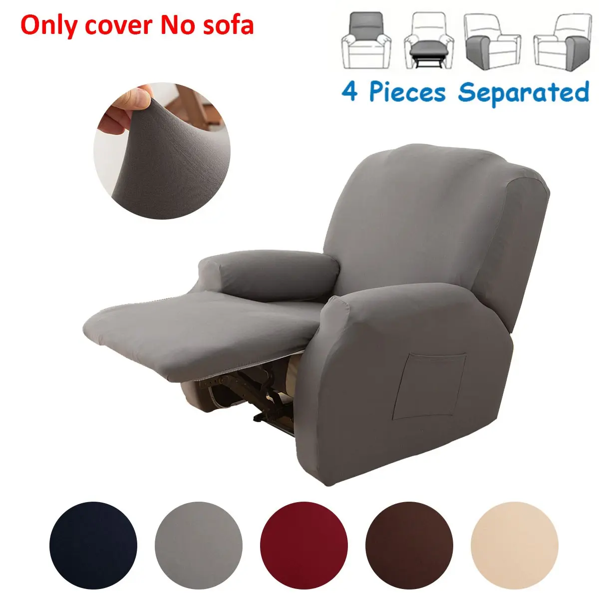 Single Elastic Recliner Sofa Cover, Pure Color Milk Velvet Stretchable Washable Couch Protector, Soft Sofa Protector, Easy Install & Clean Home Decor, Washable Sofa Slipcover, Sofa Covers Washable