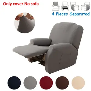 Single Elastic Recliner Sofa Cover, Pure Color Milk Velvet Stretchable Washable Couch Protector, Easy Install & Clean Home Decor