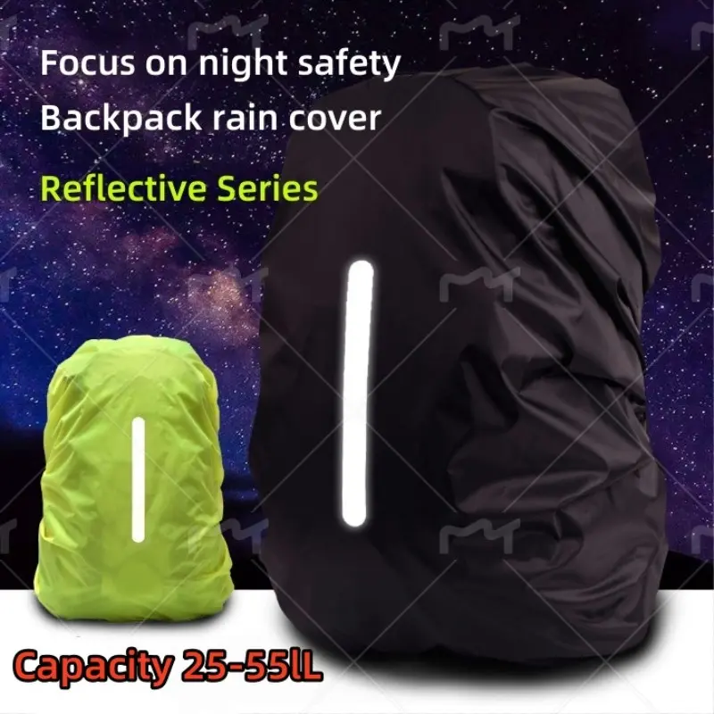 New High-Visibility Reflective Strip Backpack Rainproof Waterproof Cover, Durable Practical Windproof Dustproof Outdoor Night Safety Identifier